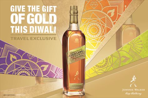 Johnnie Walker Gold Label Reserve on Packaging of the World - Creative Package Design Gallery Johnnie Walker Gold Label, Johnnie Walker Gold, Whisky Packaging, Dancing Flowers, Traditional Rangoli, Travel Retail, Whiskey Brands, Rangoli Patterns, Wine Poster