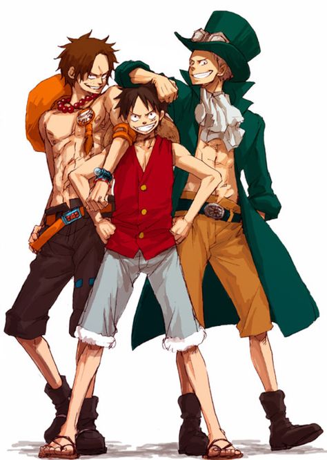 Sabo,Portgas D. Ace,Monkey D. Luffy - One Piece,Anime Ace Luffy, Luffy Ace, Ace One Piece, 3 Brothers, Ace Sabo Luffy, Ace And Luffy, One Piece Ace, Nami One Piece, Three Brothers