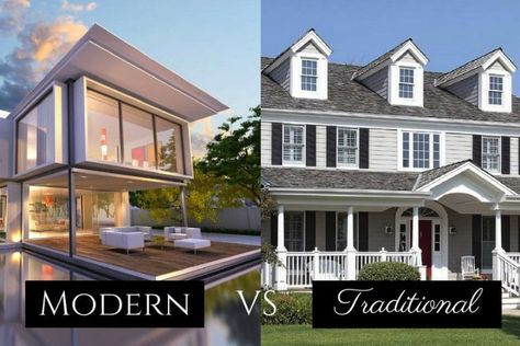 Difference Between Traditional and Modern Homes - Royal Homes Modern Traditional Homes, Cottage Design Plans, Utah Homes, Pre Fab Tiny House, Modern Design Trends, California House, Home Cottage, Traditional Homes, Modern Style Homes