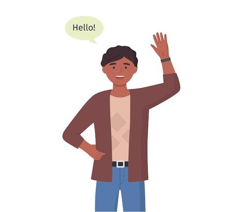 Vector different nations representatives... | Premium Vector #Freepik #vector #community-people #say-hi #happy-character #hello Guy Waving, Happy Character, Waving Hand, Saying Hi, Anime Flower, White Guy, Hi Hello, Dark Skin Men, Hi Guys