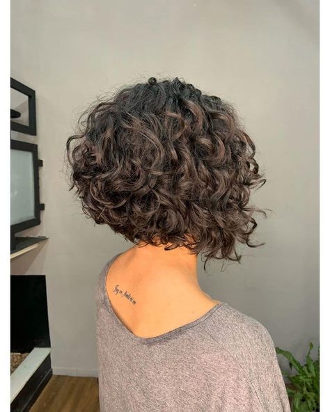 Ricce e riccissime: tante idee per scegliere il taglio perfetto per voi! - CapelliStyle Long Shag Thick Wavy Hair, Thick Short Curly Haircuts, Angled Bob Short Stacked Curly Hairstyles, Short Curly Professional Hairstyles, Inverted Bob For Thick Wavy Hair, Women’s Short Hairstyles 2023, Short Curly Hairstyles For Plus Size Women, Bob Length Curly Hair, Inverted Bob Curly Hair Short