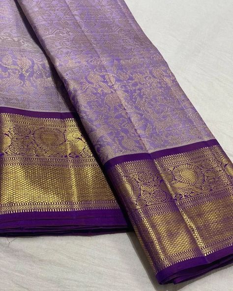 Pure kanchi Silk saree 😍 Silk mark certified ✨️ We customize Maggam/Aari/Embroidery Blouses according to client measurement requirements. We undertake order for saree border Maggam/Aari/Embroidery work. We Also ship internationally only through DHL/UPS For orders and details whatsapp to +91-799 791 2614/ DM us on Insta. . . . . . . . . . . . . #silksarees #saree #sareelove #sarees #sareesofinstagram #silk #handloom #sareelovers #silksaree #handloomsarees #onlineshopping #sareedraping #f... Lavender Silk Saree With Contrast Blouse, Purple Pattu Saree, Seemantham Saree, Trendy Blouse Patterns, Kanchivaram Saree, Sarees For Wedding, Silk Saree Blouse Designs Patterns, Kanchi Sarees, Kanjivaram Sarees Silk