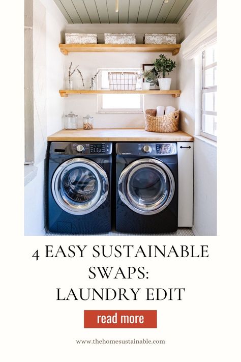 Come explore the Laundry Room Edition, and learn how to cut your carbon footprint and make your laundry room more eco-friendly! Check out 4 easy tips and tricks to help you green your laundry process, as well as eco-friendly alternatives to traditional products. Sustainable Laundry, Cold Water Benefits, Laundry Detergent Container, Sustainable Swaps, Natural Cleaning Supplies, Easy Swaps, Detergent Container, Laundry Detergent Sheets, Laundry Balls