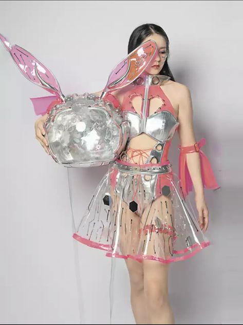 Bubblegum Punk Fashion, Cosmic Outfit Ideas, Y2k Doll Aesthetic, Planet Her Outfits, Space Like Outfits, Astropunk Aesthetic, 2000s Space Aesthetic, Cute Cyberpunk, Scifi Bodysuit