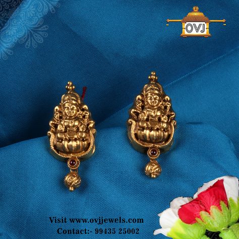 Lakshmi Nakshi Earrings, Lakshmi Earrings Jewellery Designs, Antique Gold Lakshmi Earrings, Antique Lakshmi Earrings, Laxmi Devi Earrings Gold Studs, Lakshmi Jhumkas Gold, Laxmidevi Earrings Gold, Lakshmi Devi Studs Gold, Lakshmi Studs Gold