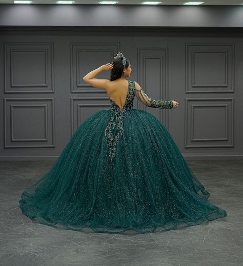 Green Wedding Dress, Green Quinceanera Dress, Green Bridal Gown - Etsy Emerald Green And Gold Wedding Dress, Green And Gold Wedding Dress, Quinceanera Dress Green, Emerald Green And Gold Wedding, Green Quinceanera Dress, Wedding Dress Green, Dresses Dark Green, Green Wedding Dress, Green Quinceanera