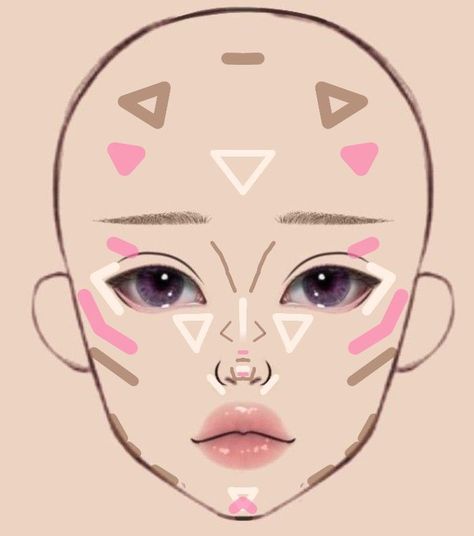 Asian Makeup Tutorials, Korean Makeup Tips, Anime Eye Makeup, Gyaru Makeup, Face Charts, Korean Makeup Tutorials, Makeup Drawing, Make Up Tutorials, Makeup Tip