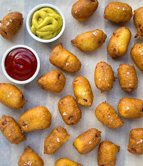 Gluten Free Blondie: Recipe + Giveaway: Gluten Free Corn Dog Nuggets from Silvana's Gluten-Free and Dairy-Free Kitchen Gluten Free Corn Dogs Recipe, Corn Dog Nuggets, Gluten Free Corn Dogs, Corn Nuggets, Corndog Recipe, Mini Corn Dogs, Corn Dog, Blondies Recipe, Gluten Free Living