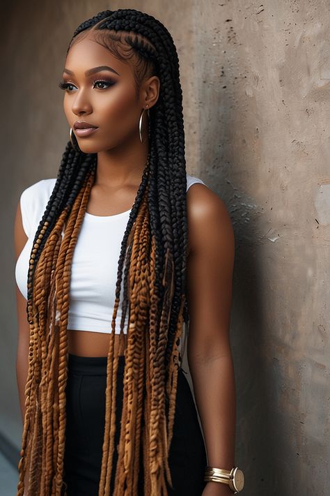 Knotless Box Braids With Color, Long Knotless Box Braids, Box Braids With Color, Braids With Color, Hair Braid Patterns, Colored Box Braids, Knotless Box Braids, Braiding Styles, Colored Braids