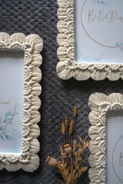 Macrame Picture Frame, Macrame Photo Frame, Frame Macrame, Macrame Frame, Photo Frame Wedding, Unique Photo Frames, Handmade Picture Frames, Foto Frame, Handmade Wedding Gifts