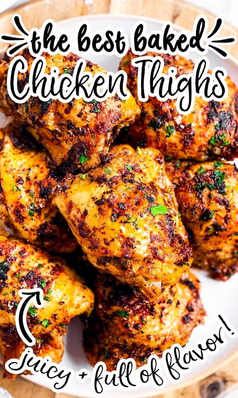 Best Baked Chicken Thighs, Best Baked Chicken, Healthy Family Dinner, Oven Baked Chicken Thighs, Chicken Thighs Recipe, Thighs Recipe, Healthy Family Dinners, Chicken Thigh Recipes Baked, Baked Chicken Thighs