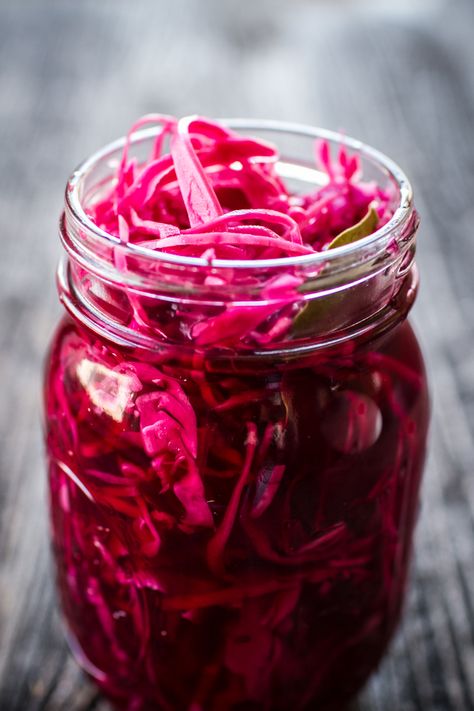 Quick Pickled Cabbage | edibleperspective.com Quick Pickled Cabbage, Pickled Red Cabbage, Homemade Sauerkraut, Quick Pickled, Pickled Cabbage, Homemade Pickles, Pickled Veggies, Pickled Vegetables, Ham Recipes