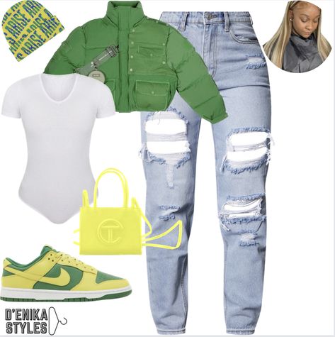 Essentials Skirt Outfit, Baddie Colorful Outfits, Brazil Outfit, Sza Inspired Outifts, Dope Swag Outfits, Chill Outfit, V Neck Jumper, Ripped Mom Jeans, Teen Swag Outfits