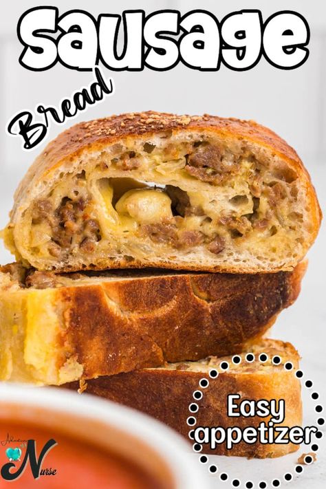 fresh bread loaded with italian sausage and cheese. Sausage Bread Recipe, Hearty Bread, Sausage Bread, Hearty Snacks, No Cook Appetizers, Ground Sausage, Melty Cheese, Best Instant Pot Recipe, Delicious Bread