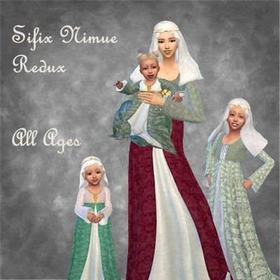 Medieval Sim Tailor & Carpenter on Tumblr: Sifix Nimue Dress Redux + Age Conversions Sims 4 Medieval Infant Cc, Sims 4 Medieval Sleepwear, Sims 4 Tudor Dress, Sims 4 Medieval Nightgown, Sims 4 Cc Tudor Dress, Medieval Baby, Sims 4 Medieval, Sims Medieval, Fantasy Princess