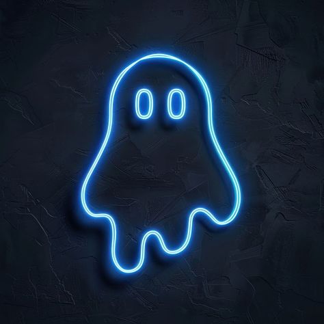 Neon Ghost, Ghost Illustration, Neon Halloween, Blue Ghost, Dark Theme, Theme Background, Ios App Icon Design, Awesome Designs, Art Idea