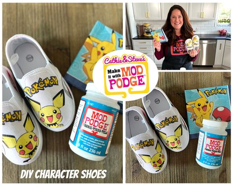 Modge Podge Canvas Shoes, Pokemon Shoes Diy, Stitch Shoes Diy, Diy Painted Canvas Shoes, Diy Canvas Shoes, Christmas Shoes Diy, Fabric Covered Shoes, Diy Boots, Decoupage Shoes