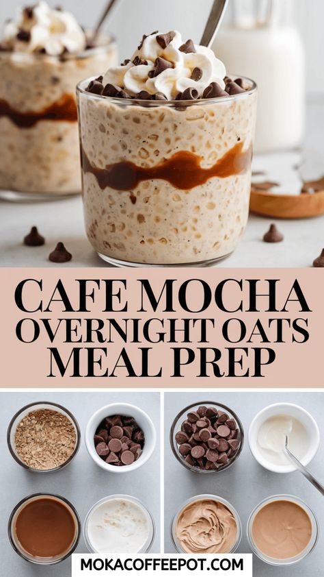 Café Mocha Overnight Oats Meal Prep: Coffee and breakfast meet in this genius combo of Café Mocha Overnight Oats. Because who wants boring oats when you can have an espresso-infused, chocolatey morning? This recipe is a perfect blend of rich mocha flavor and all the health benefits of oats. No need for a fancy coffee... Overnight Oats Meal Prep, Mocha Overnight Oats, Oats Meal Prep, Coffee Overnight Oats, How To Make Mocha, Benefits Of Oats, Mocha Coffee Recipe, Autumn Challenge, Oats Meal