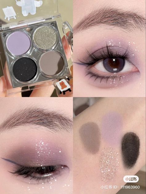 Cute Aesthetic Makeup, Deep Purple Dress, Purple Quince, Purple Smokey Eye, Korean Eye Makeup, Smokey Eye Makeup Tutorial, Face Makeup Tips, Fancy Makeup, Black Makeup