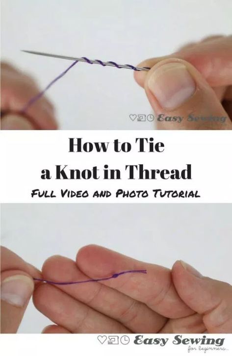 How to tie a knot in sewing thread with a quilters knot - video tutorial. Quick and easy way to knot your sewing thread either left or right handed video tutorial included. Sewing basics, quilting basics, sewing for beginners. Learn how to sew. #SewingVideo #LearnToSew #LearningToSew #SewTips #SewingTips #sewingTutorial #QuiltersKnot Syprosjekter For Nybegynnere, Quilters Knot, How To Tie A Knot, Tie A Knot, Beginner Sewing Projects Easy, Sewing Stitches, Sewing Projects For Beginners, Sewing Skills, Easy Sewing Projects