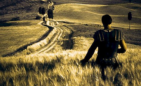 GLADIATOR  Walking through a field touching the tall grass LONGING FOR HOME AND HIS WIFE Gladiator 2000, Gladiator Movie, Are You Not Entertained, Oliver Reed, Christopher Plummer, Septième Art, Russell Crowe, Wheat Field, Mel Gibson