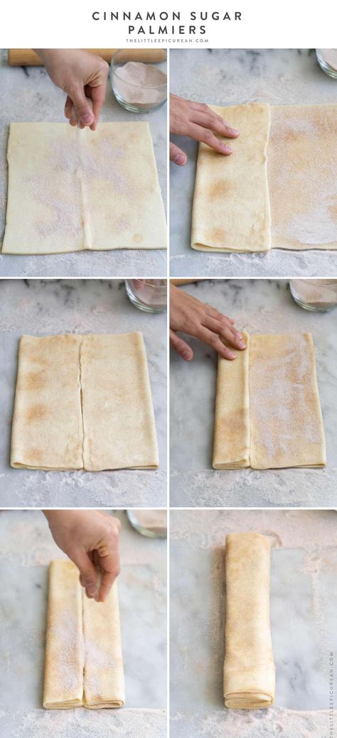 Cinnamon Sugar Palmiers - The Little Epicurean Puff Pastry Recipes Dinner, Puff Pastry Cookies, Palmiers Recipe, Palmier Cookies, Using Puff Pastry, Puff Pastry Recipes Dessert, Pastry Cookies, Pastries Recipes Dessert, Sugar Puffs