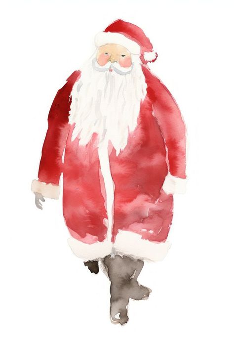 Watercolour Santa Claus, Drawing White Background, Santa Watercolor, Watercolor Santa Claus, Adult Aesthetic, Santa Claus Drawing, Painting Cards, Drawn Cards, Watercolor Santa