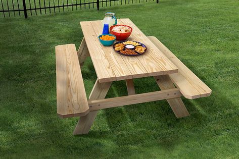 How Big is a Standard Size Picnic Table? - Outdoor Essentials Diy Picnic, Camping Picnic Table, Diy Picnic Table, Portable Picnic Table, Picnic Table Plans, Durable Outdoor Furniture, Kids Picnic Table, Wooden Picnic Tables, Garden Furniture Design