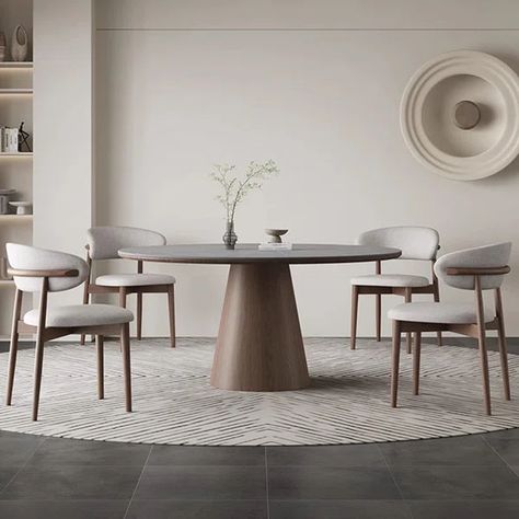 Modern Nordic Wood Rock-Plate Dining Table Chair Round Dining Set Round Table 8 Chairs, Arhaus Dining Table, Big Round Dining Table, Modern Round Kitchen Table, Modern Round Dining Room Table, Round Table Dining Room, Round Dining Table For 6, Round Dinning Table, Master Remodel