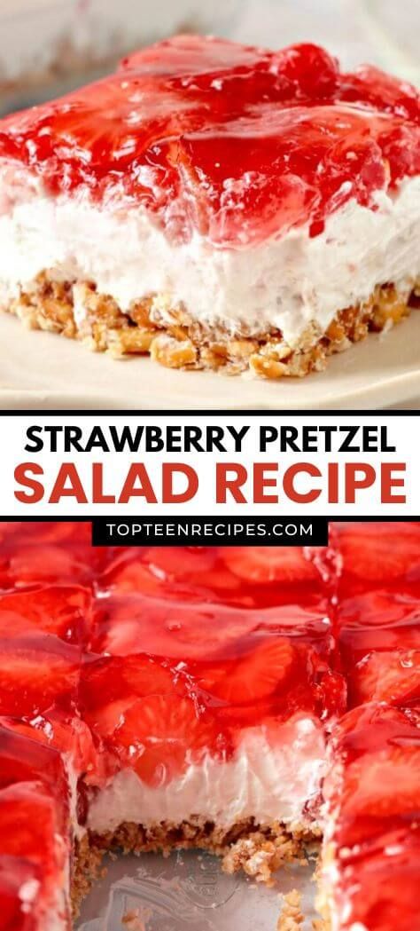 Strawberry Pretzel Salad Recipe - Top Recipes Strawberry Congealed Salad Sour Cream, Strawberry Pretzel Salad No Jello, Small Batch Strawberry Pretzel Salad, Strawberry Pretzel Dessert Recipe, Strawberry Pretzel Salad Easy, Pretzel Strawberry Dessert, Strawberry Jello Pretzel Dessert, Strawberry Pretzel Desert, Pretzel Salad Strawberry