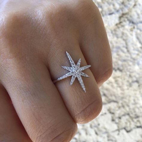 Star Jewelry Silver, North Star Ring, Star Rings, Starburst Ring, Star Symbol, Celestial Ring, Gothic Ring, Wifey Material, Starburst Earrings