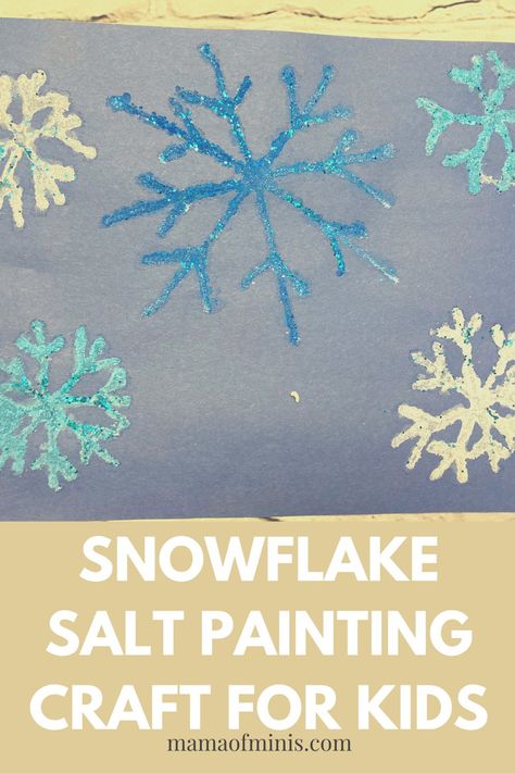 snowflake salt painting craft for kids Snow Flake Crafts For Toddlers, Salt Painting For Kids, Salt Painting Preschool, Kids Salt Painting, Snowflake Salt Painting, Raised Salt Painting Kid Art, Painting Snowflakes, Painting Crafts For Kids, Snowflakes Art