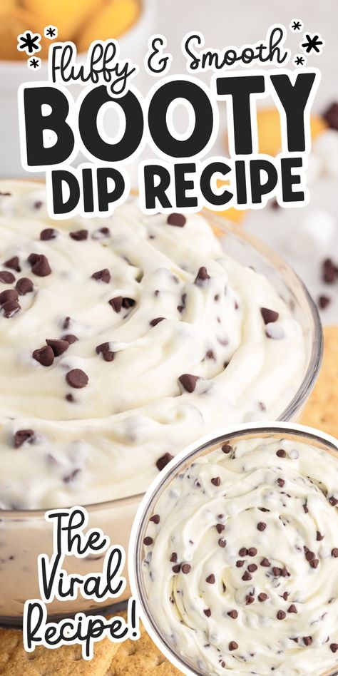 Booty dip is a viral TikTok dessert recipe that is no bake, super fluffy, and very addicting! Chocolate Chip Dip, Baked Dips, Dessert Dip, Sweet Dips, Marshmallow Cream, Cream Cheese Dips, Dip Recipes Easy, Marshmallow Creme, Dessert Dips