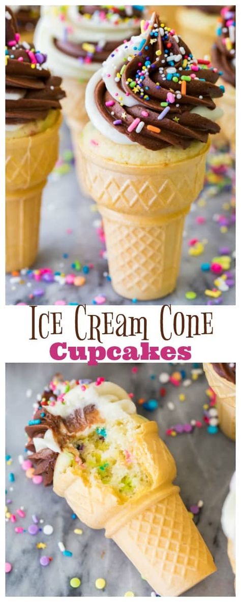 Ice Cream Cone Cupcake, Ice Cream Cones Recipe, Cupcakes Cute, Cupcake Ice Cream Cones, Cone Cupcakes, Make Cupcakes, Ice Cream Cone Cupcakes, Summer Cupcakes, Cupcake Cones