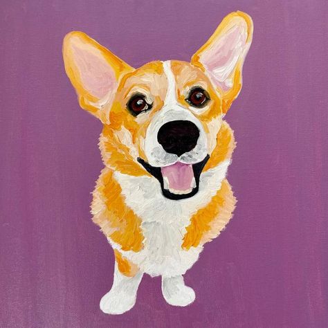 Corgi Painting, Corgi Drawing, Corgi Art, Pop Art Animals, Large Oil Painting, Modern Pop Art, Oil Painting Texture, Art Subject, Sketch Painting