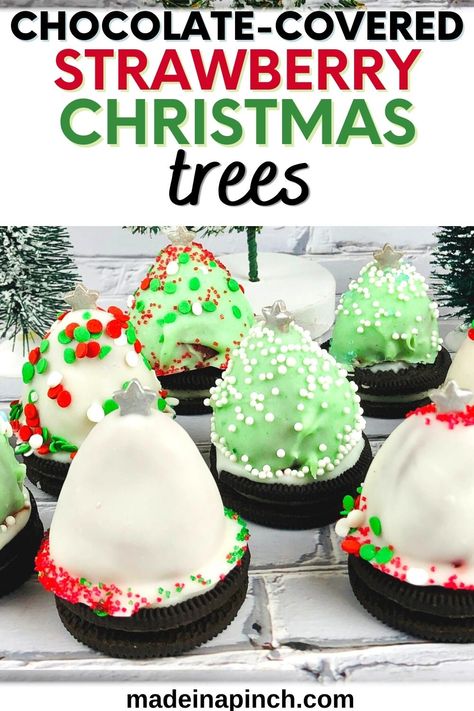 Easy Christmas Treats Recipes, Oreo Cookie Balls Recipe, Cookie Balls Recipe, Strawberry Christmas, Pretzel Treats, Christmas Food Treats, Covered Strawberry, Cookie Base, Chocolate Covered Strawberry