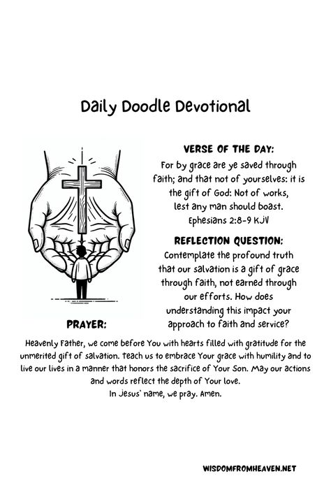 Daily Doodle Devotional - Ephesians 2:8-9 - Read - Reflect - Pray Ephesians 2:8-9, Devotions For Kids, Ephesians 2 8 9, Daily Doodle, Ephesians 2, Self Inspirational Quotes, Bible Motivation, Sunday School Lessons, Im Grateful