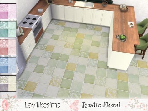 Sims 4 Platform Trim Cc, Sims 4 Maxis Match Flooring, Sims 4 Tile Cc, Sims 4 Floor, Orange And Aqua, Floral Floor, Sims 4 Challenges, Sims Packs, Furniture Cc