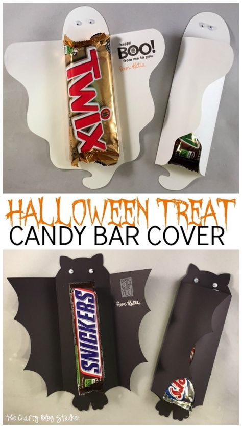 Halloween Treat Candy Bar Cover Candy Bar Covers, Fun Halloween Treats, Adornos Halloween, Halloween Goodies, Halloween Treat, Halloween Snacks, Theme Halloween, Halloween School, Trick Or Treater