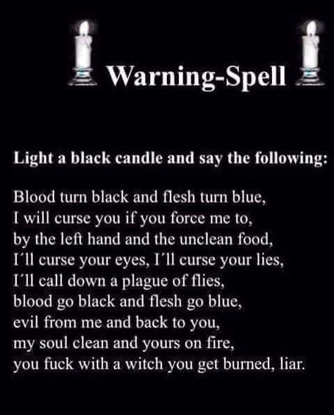 Warning Spell, Black Candle Spells, Karma Spell, Truth Spell, Smudging Prayer, Halloween Spell Book, Curse Spells, Candle Magic Spells, Witchcraft Spells For Beginners