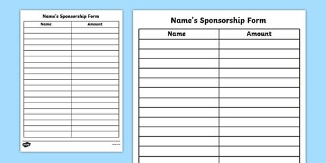 Blank Sponsorship Form Template Sponsorship Form Template, Making A Model, Welcome Card, Primary Resources, Sheet Template, Card Templates Free, Form Template, Free Business Cards, Templates Printable Free