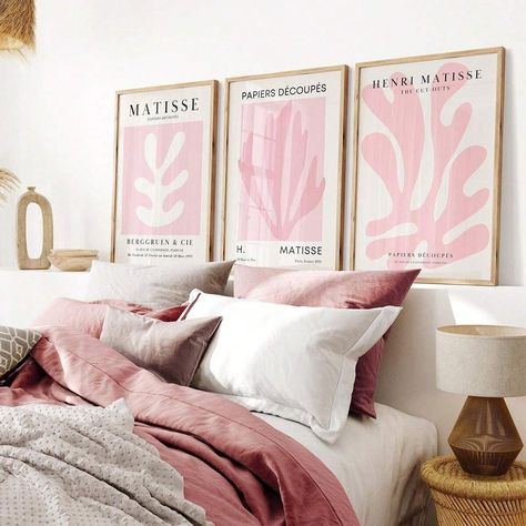 Set Of 3 Pink Matisse Abstract Leaf Wall Art Canvas Printings, Rouge Pink Matisse, Henri Matisse Printed Bedroom Poster, Pink Wall Art Lady, Pink Home Decor, Abstract Art Matisse Print, Pink Living Room Decoration, Pink Wall Art Aesthetics, Unframed | SHEIN USA Pink Matisse, Matisse Abstract, Murs Roses, Artwork Lighting, Pink Wall Decor, Unique Gallery Wall, Matisse Print, Pink Living Room, Matisse Prints