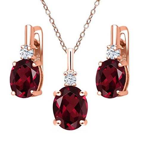 665 Ct Red Rhodolite Garnet White Created Sapphire 18K Rose Gold Plated Silver Pendant Earrings Set -- For more information, visit image link.(This is an Amazon affiliate link and I receive a commission for the sales) Pendant Earrings Set, Simple Silver Jewelry, Silver Jewelry Diy, Silver Jewellery Sets, Fashion Jewelry Sets, Mystic Topaz, Silver Pendants, Wedding Jewelry Sets, Gem Stone