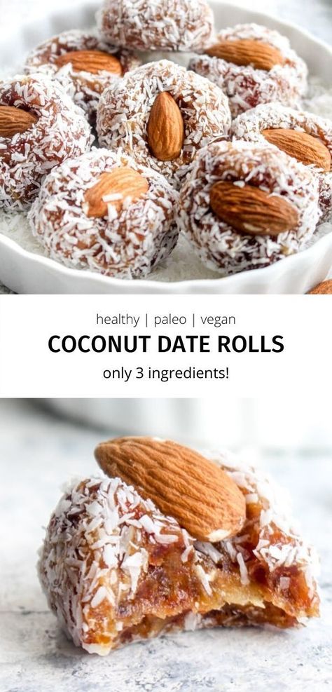 Recipes Snacks Easy, Food Recipes Snacks, بيتي فور, Date Rolls, Rolls Food, Plats Healthy, Dessert Bites, Recipes Snacks, Paleo Treats