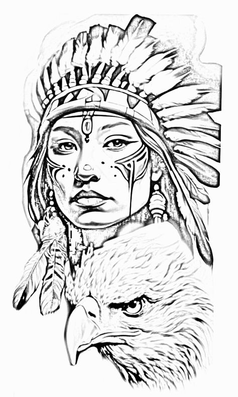 Native American Tattoo Drawings, Native American Tattoo Designs, Native American Drawing, Artwork Tattoo, Nova Art, Native American Tattoo, American Indian Tattoos, Coloring Pages For Grown Ups, Clock Tattoo Design