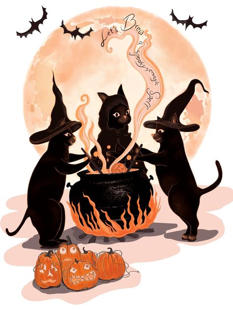 Alternative Stickers, Witch Cats, Spooky Cats, Witchy Art, Cat Tattoo Designs, Witch Cat, Friendly Ghost, Halloween Charms, Halloween Tattoos