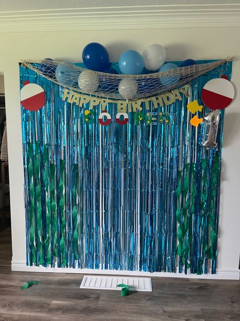 The Big One Fishing Birthday High Chair Banner, Oh Fishally One Birthday Decor, Fish Fry Party Ideas Families, 30th Fishing Birthday Party, Fishing 1st Birthday Party Decorations, Fishing Birthday Backdrop, Ofishally One Birthday Decorations Diy, First Fishing Birthday Party, 2nd Birthday Fishing Theme