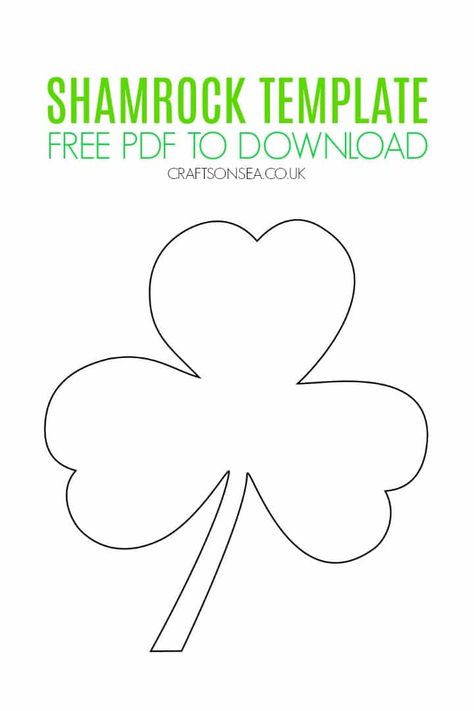 Free Shamrock Template (Printable PDF) - Crafts on Sea March Craft, Shamrock Printable, Celtic Clover, Nanny Ideas, Shamrock Template, Leprechaun Craft, Shamrock Craft, Saint Patricks Day Art, Knit Baby Blanket Pattern Free