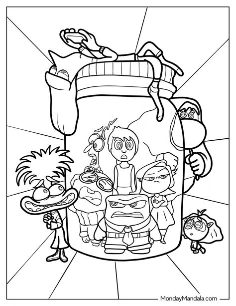 28 Inside Out Coloring Pages (Free PDF Printables) Inside Out Coloring, Inside Out Coloring Pages, Disney Coloring Sheets, Movies Cartoon, Inside Out Characters, Inside Out 2, Batman Wallpaper, Coloring Page Ideas, Cartoon Coloring Pages