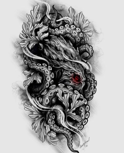 Koi Tattoo Sleeve, Animal Tattoos For Men, Kraken Tattoo, Tattoos 2023, Viking Tattoo Sleeve, Poseidon Tattoo, Octopus Tattoo Design, Nautical Tattoo, Koi Tattoo